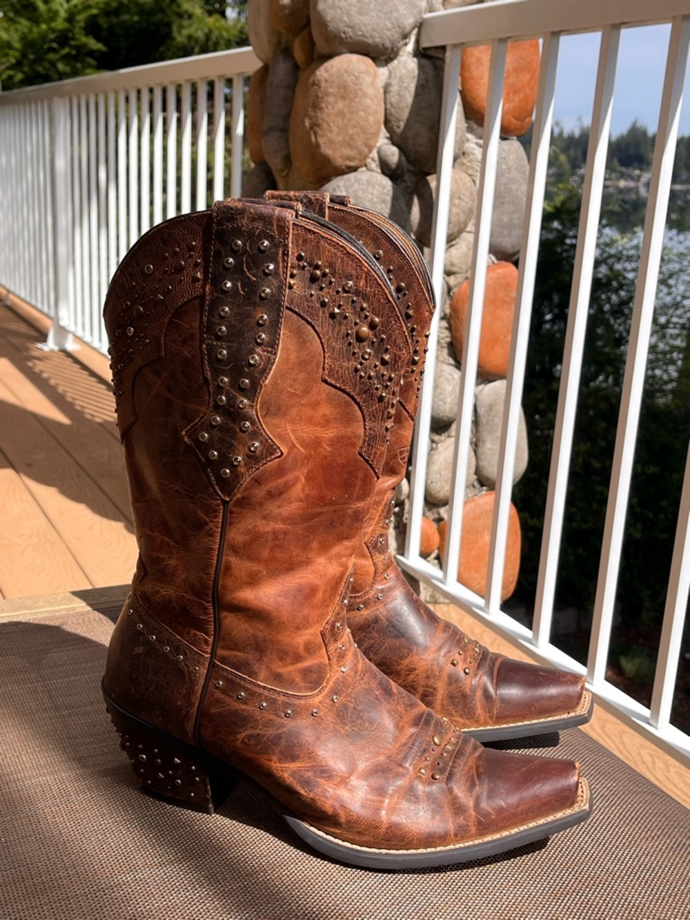 Ariat Rhinestone Cowgirl Sassy Studded Brown Leather Western Boots 10B 10006850 - Picture 13 of 15